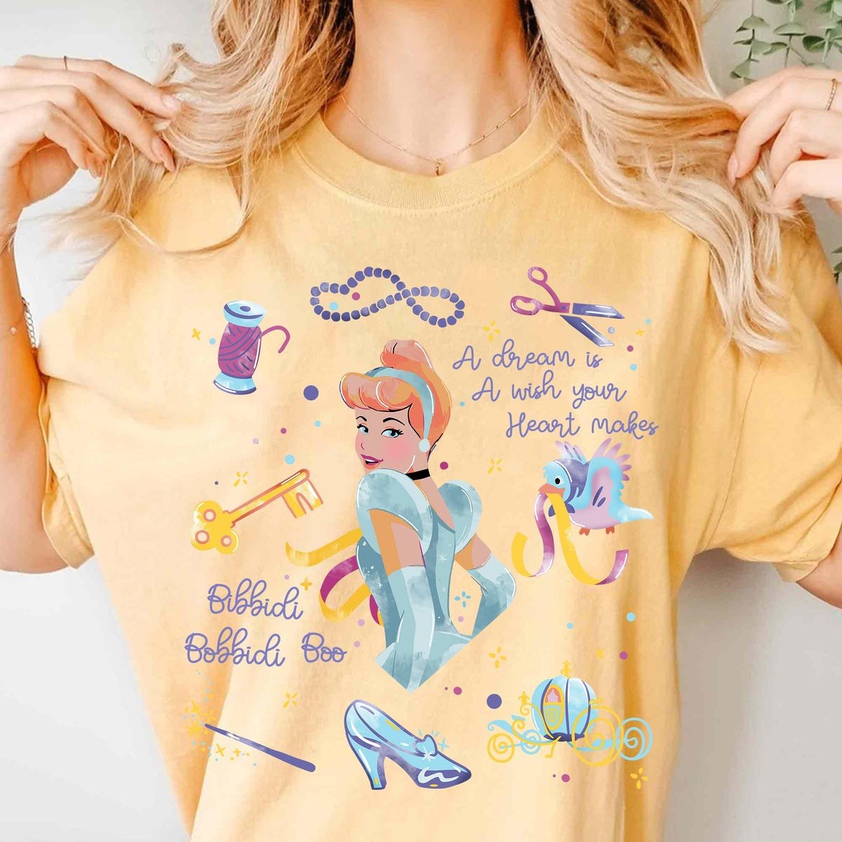 Disney Cinderella Princess Shirt Watercolor Tee Fairy Tale Magic Top