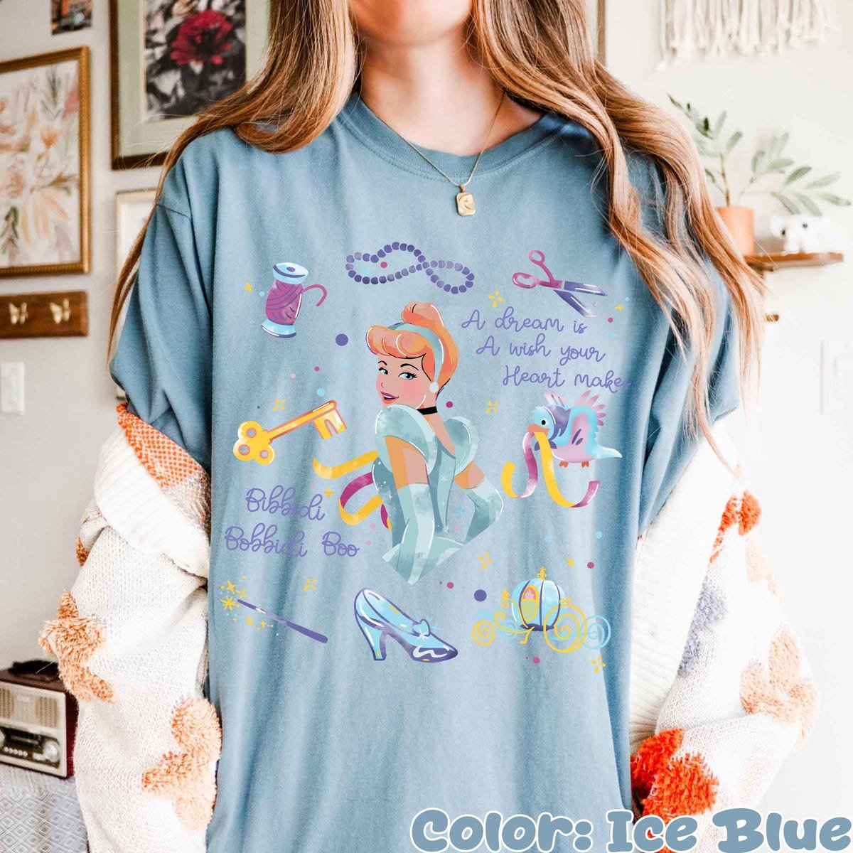 Disney Cinderella Princess Shirt Watercolor Tee Fairy Tale Magic Top