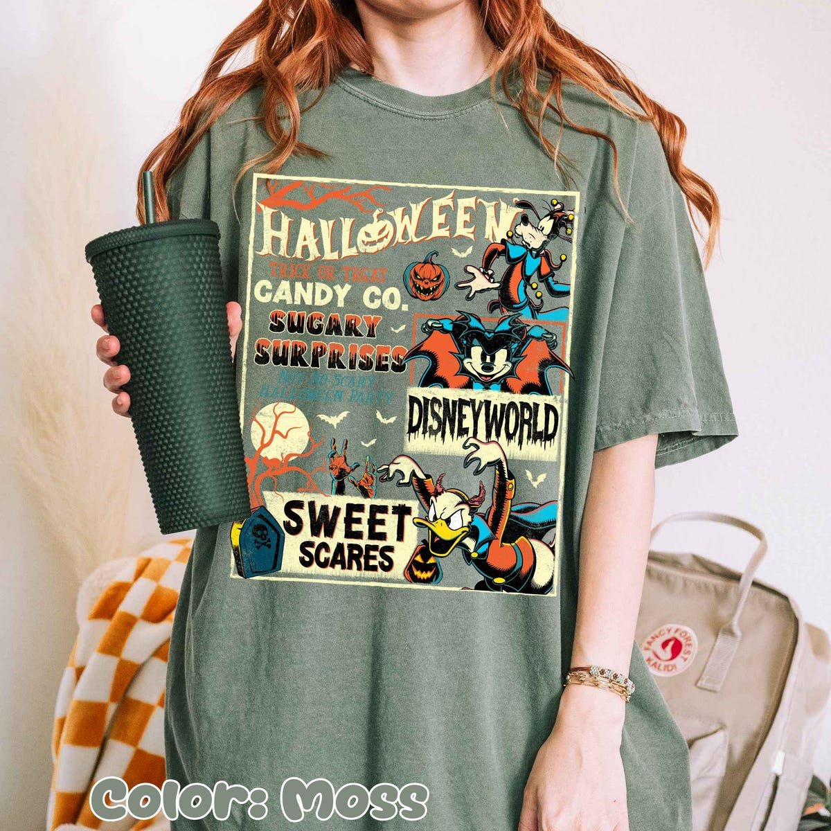 Disney Halloween Shirt Mickey Donald Goofy Dracula Style Tee