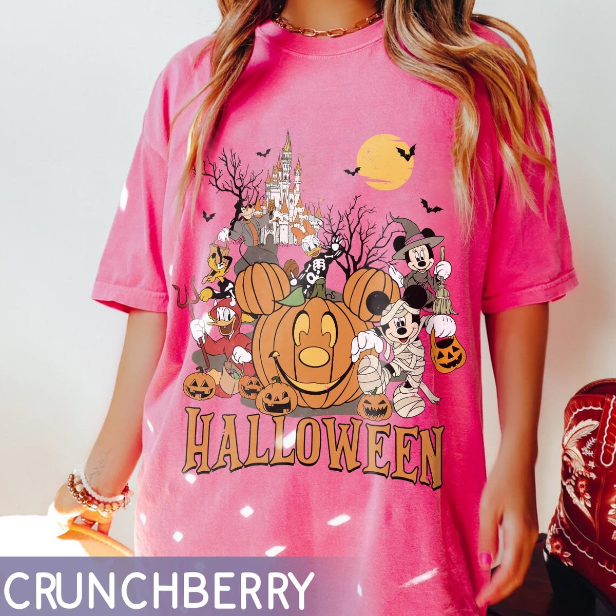 Disney Halloween Shirt Mickey Pumpkin Minnie Costume Tee