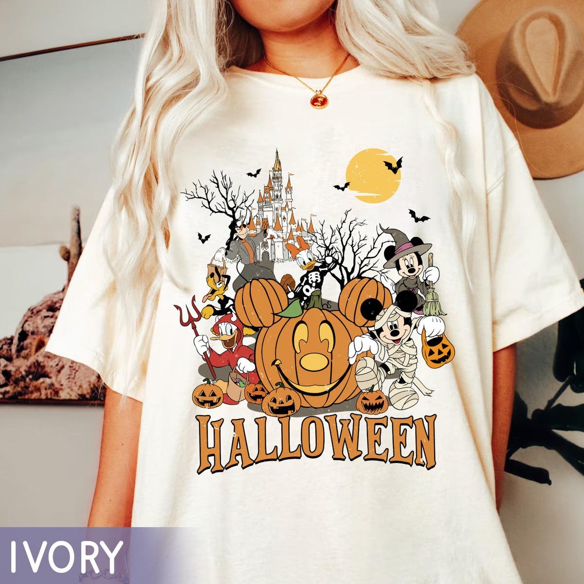 Disney Halloween Shirt Mickey Pumpkin Minnie Costume Tee