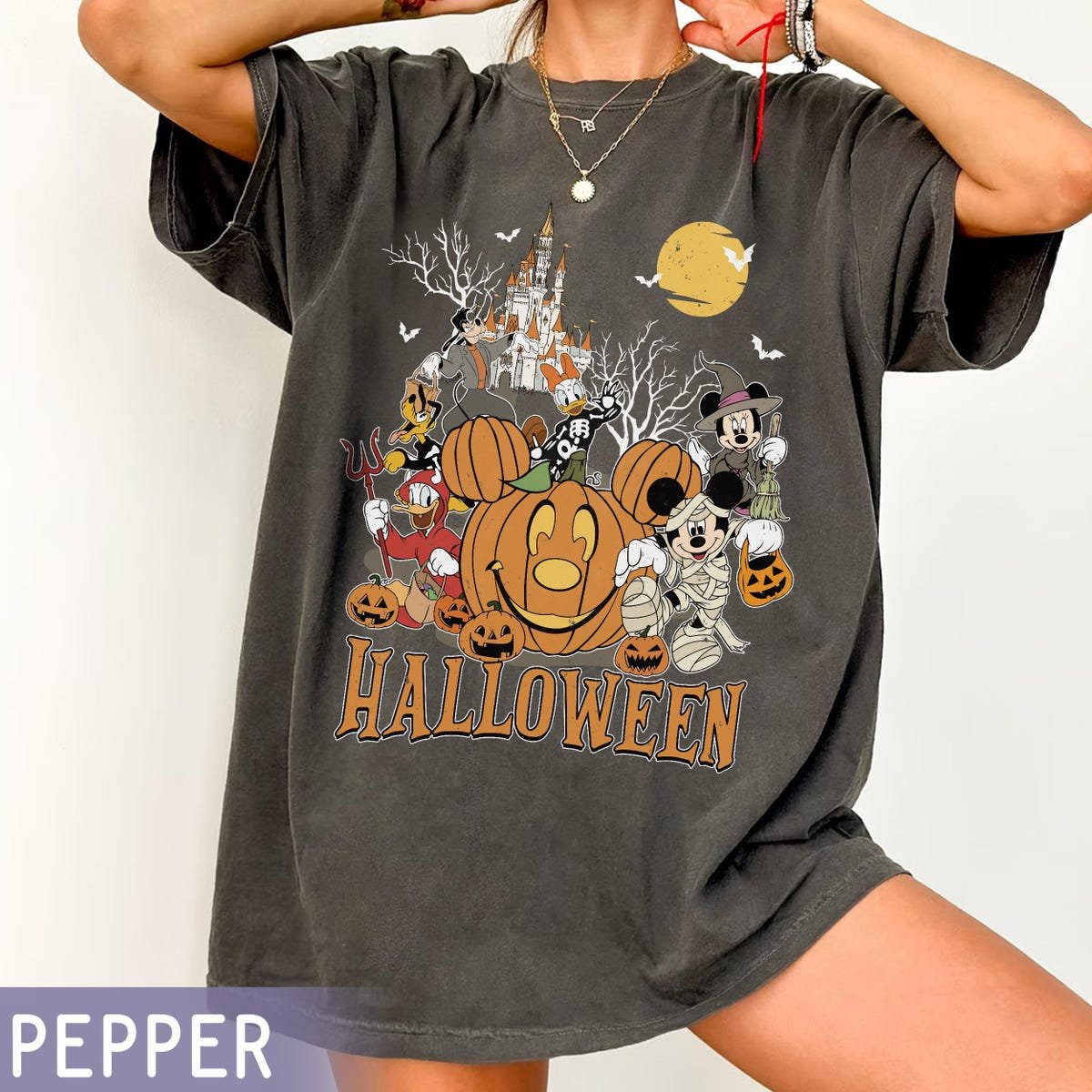 Disney Halloween Shirt Mickey Pumpkin Minnie Costume Tee