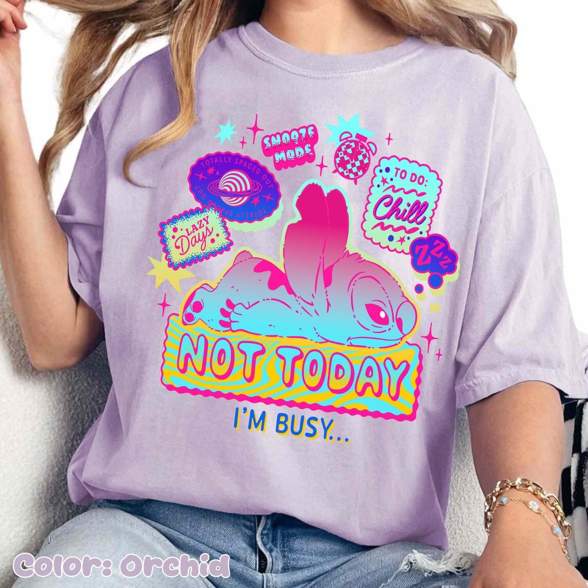 Disney Stitch Busy Shirt Neon Retro Lilo And Stitch Tee Disneyland Outfit
