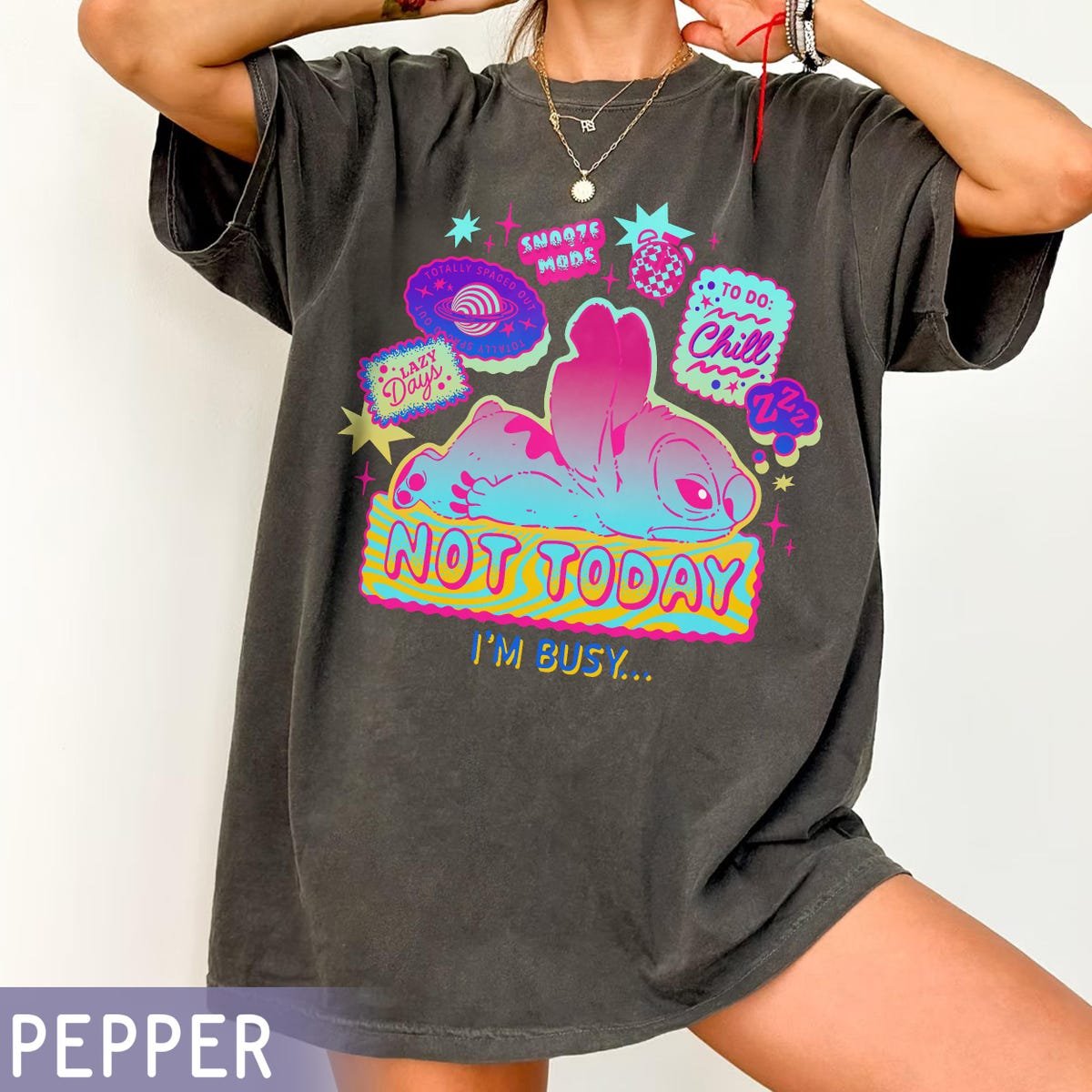 Disney Stitch Busy Shirt Neon Retro Lilo And Stitch Tee Disneyland Outfit
