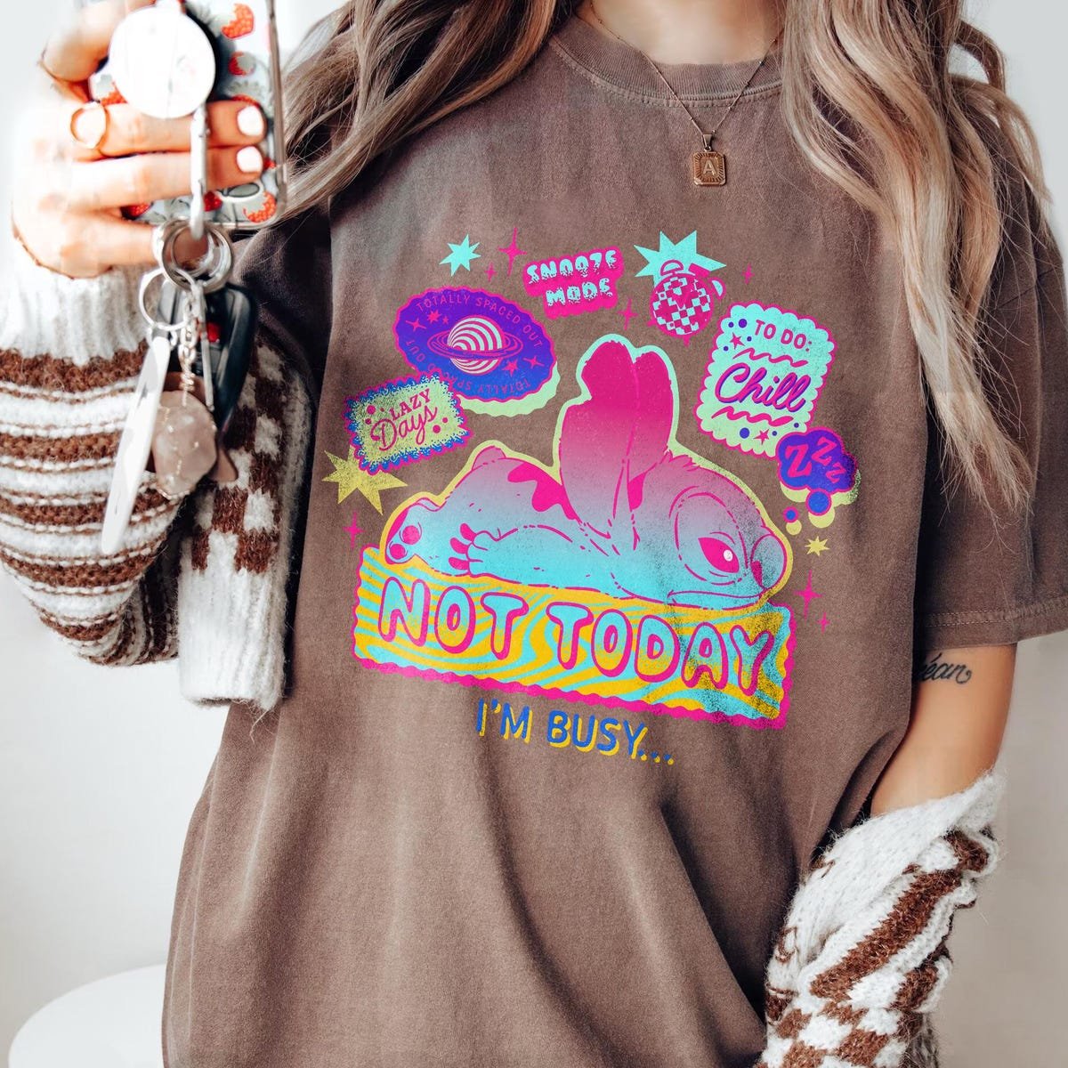 Disney Stitch Busy Shirt Neon Retro Lilo And Stitch Tee Disneyland Outfit