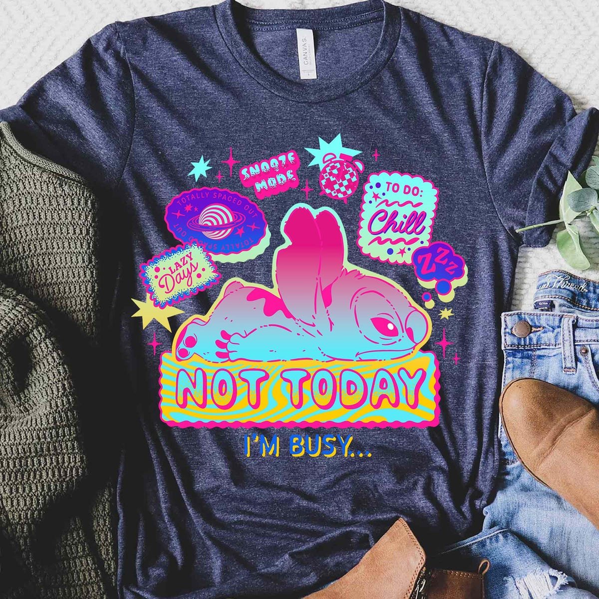 Disney Stitch Busy Shirt Neon Retro Lilo And Stitch Tee Disneyland Outfit