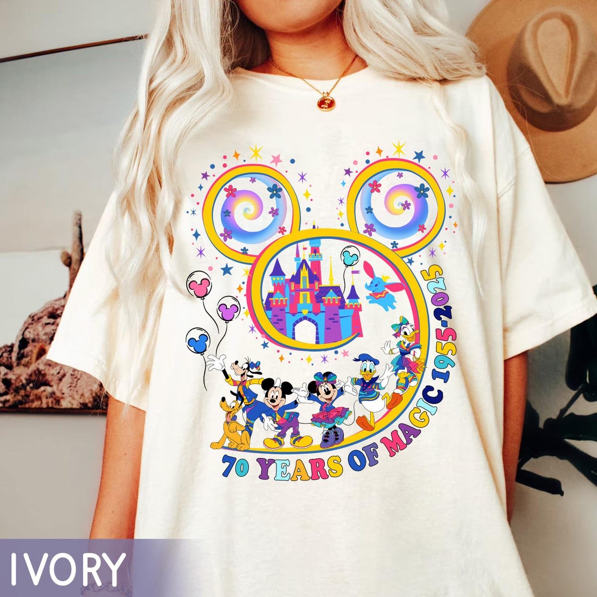 Disneyland 70th Anniversary Shirt Mickey Friends Retro Castle Tee 2025