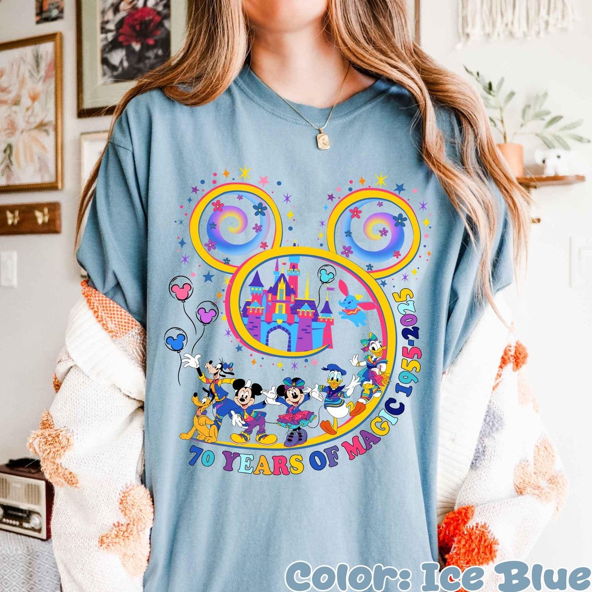 Disneyland 70th Anniversary Shirt Mickey Friends Retro Castle Tee 2025