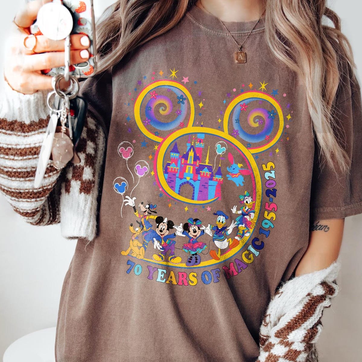 Disneyland 70th Anniversary Shirt Mickey Friends Retro Castle Tee 2025