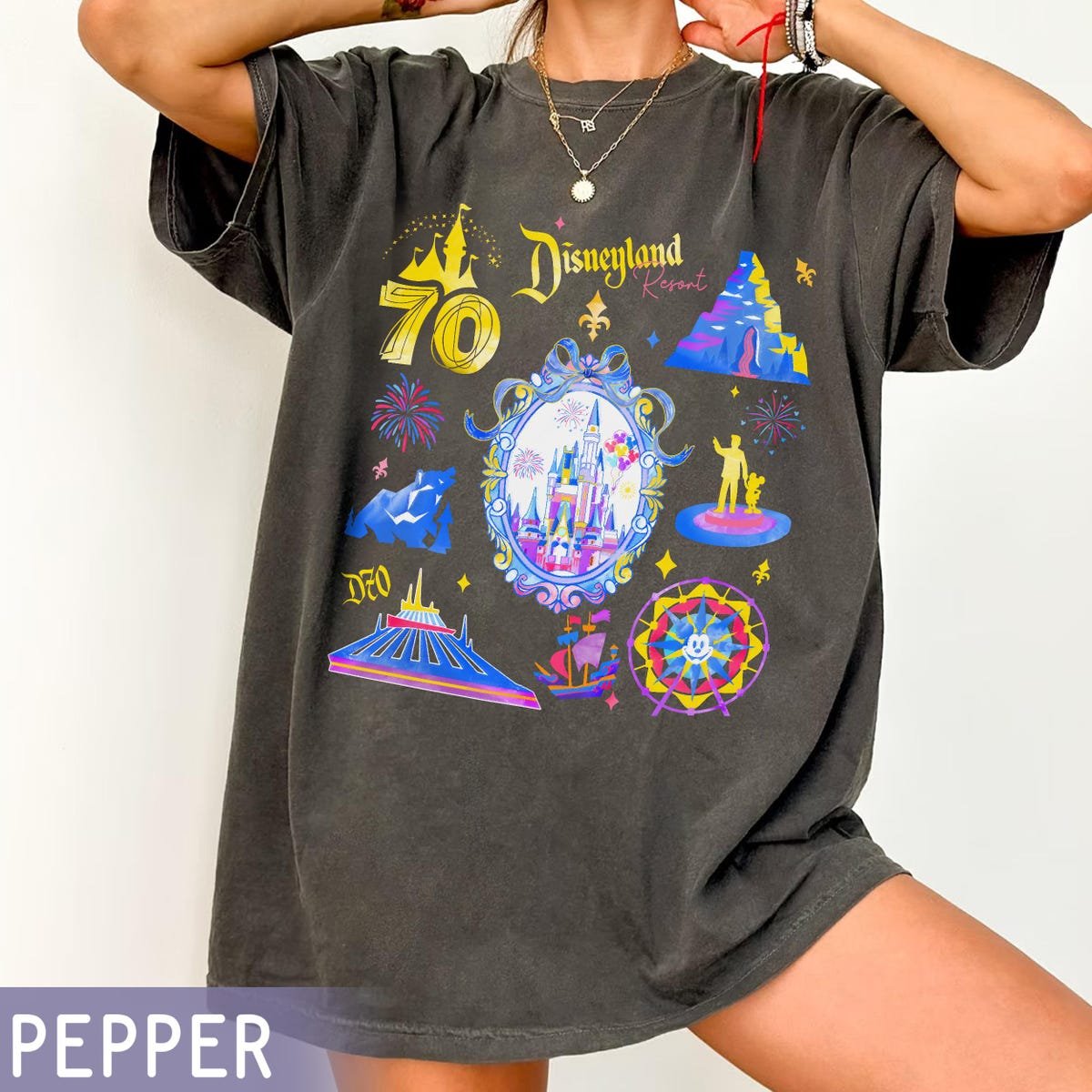 Disneyland 70th Anniversary Shirt Sleeping Beauty Castle Graphic Tee