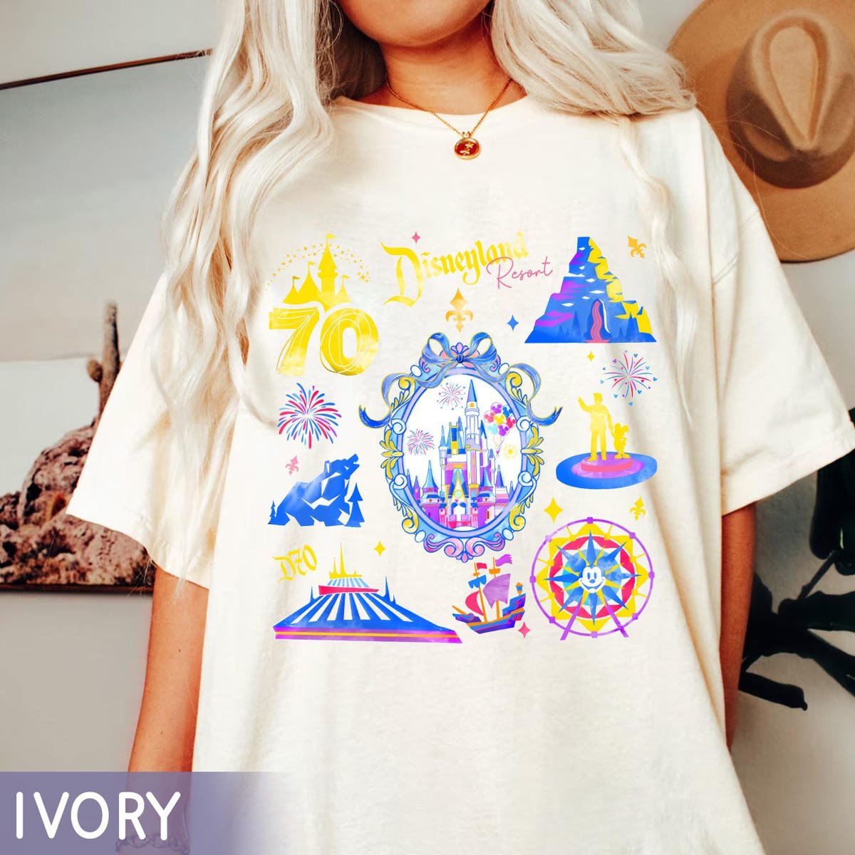 Disneyland 70th Anniversary Shirt Sleeping Beauty Castle Graphic Tee