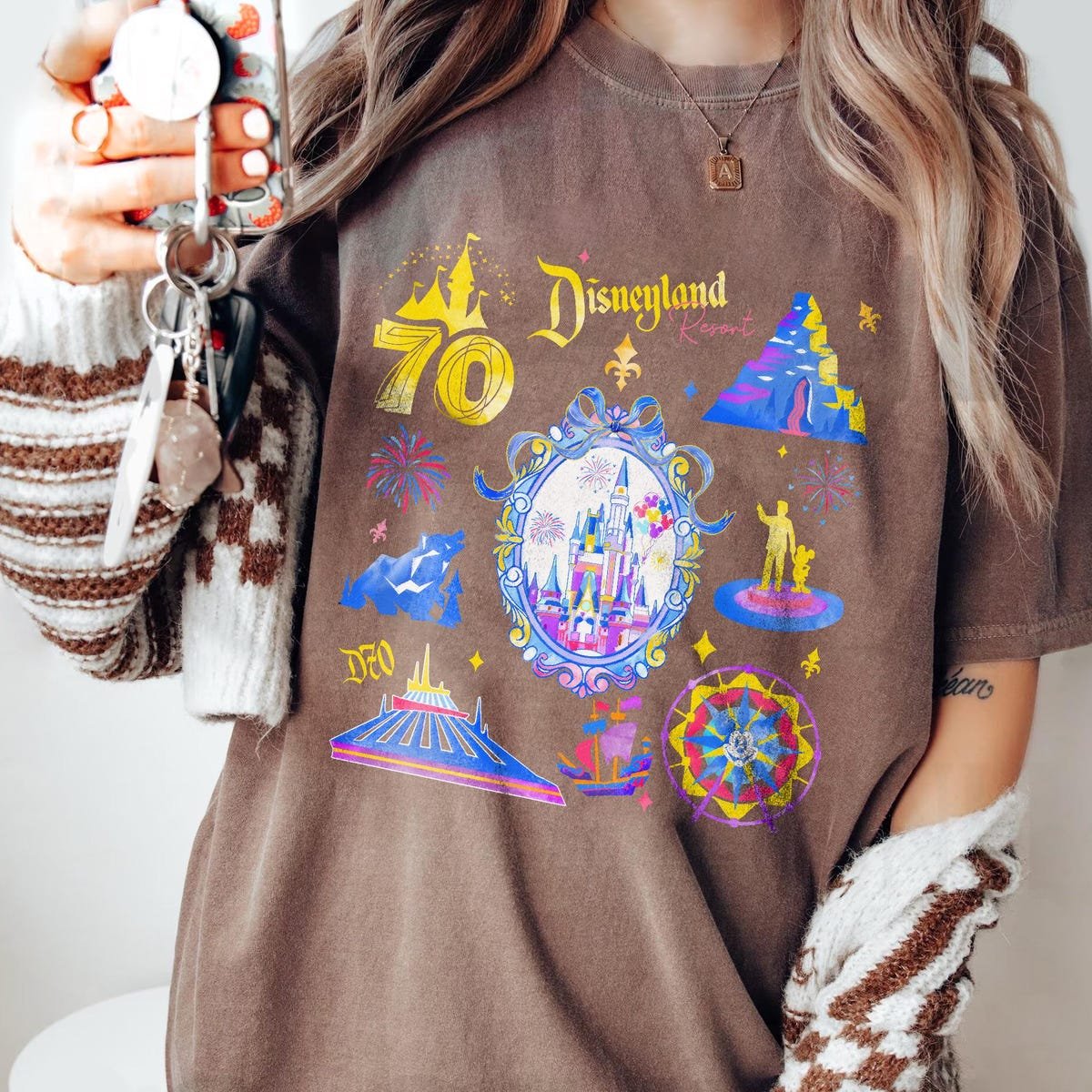 Disneyland 70th Anniversary Shirt Sleeping Beauty Castle Graphic Tee