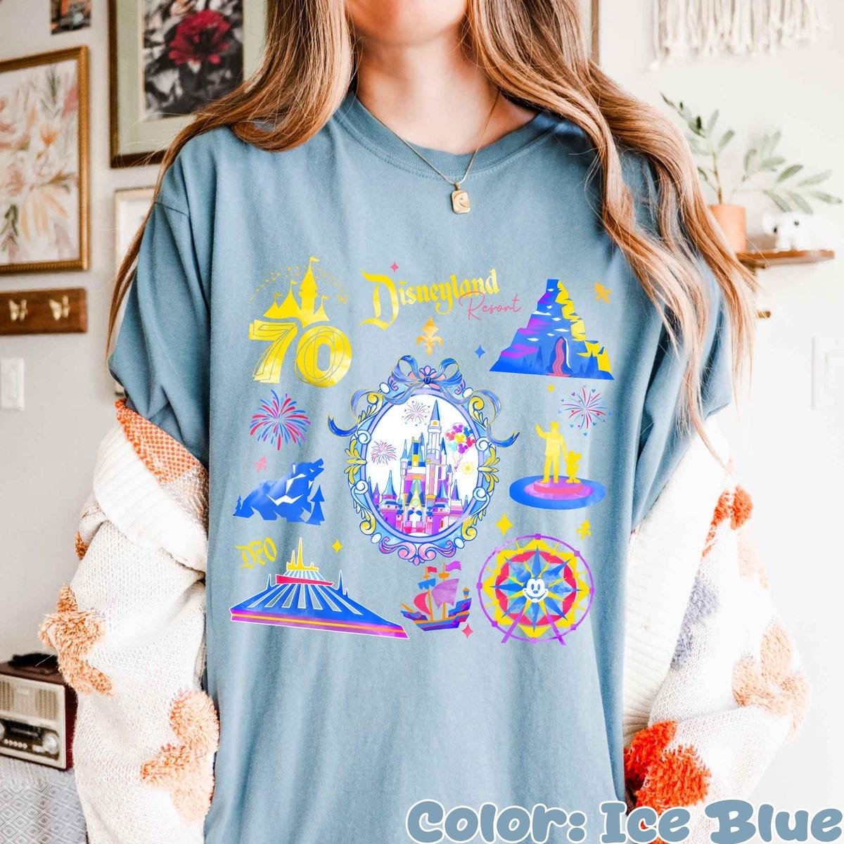 Disneyland 70th Anniversary Shirt Sleeping Beauty Castle Graphic Tee