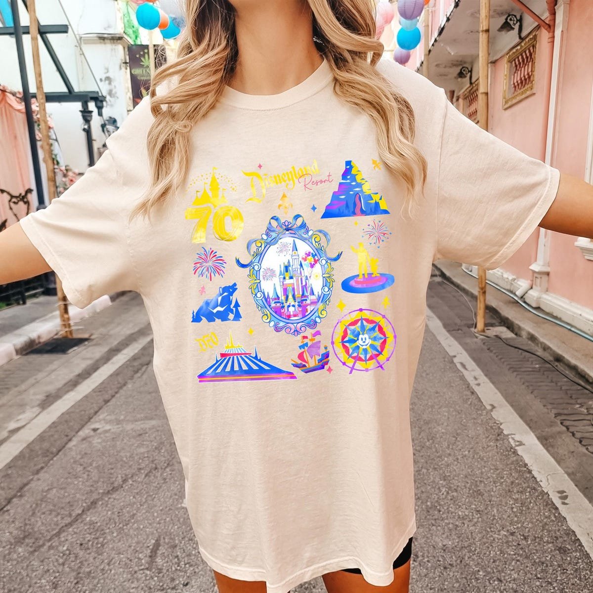 Disneyland 70th Anniversary Shirt Sleeping Beauty Castle Graphic Tee
