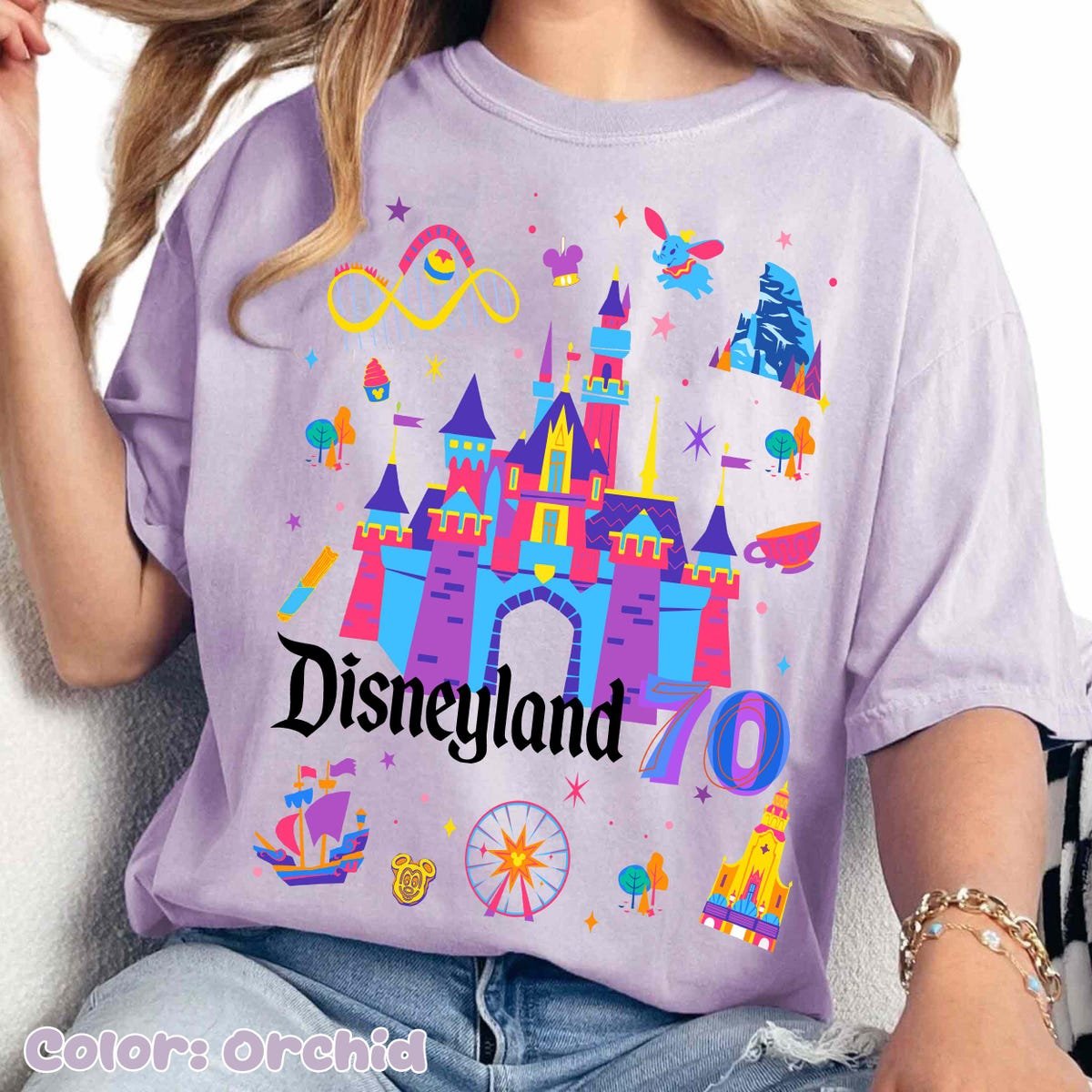 Disneyland 70th Anniversary Shirt Sleeping Beauty Castle Tee Retro Design