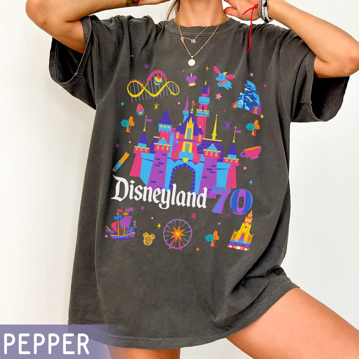 Disneyland 70th Anniversary Shirt Sleeping Beauty Castle Tee Retro Design
