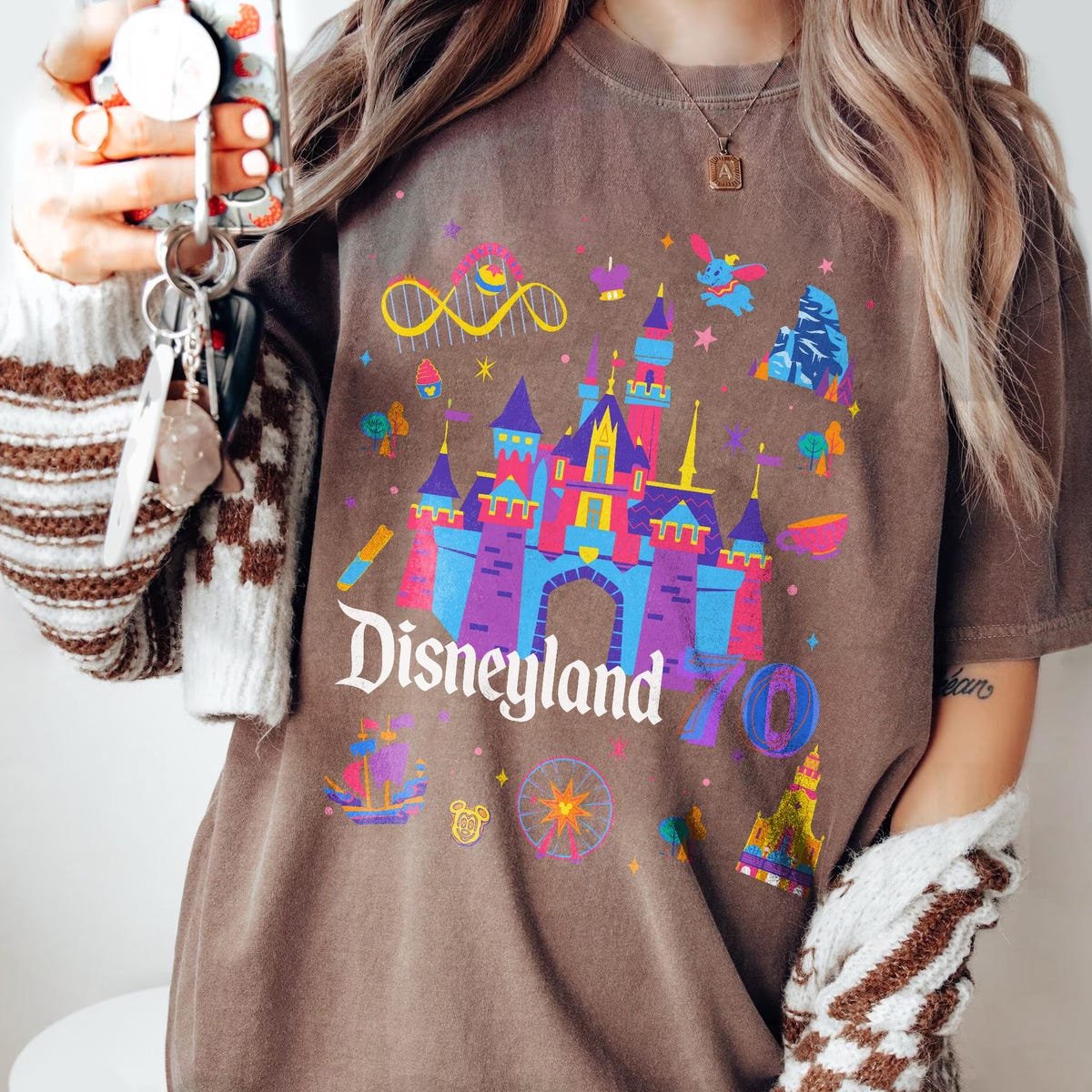 Disneyland 70th Anniversary Shirt Sleeping Beauty Castle Tee Retro Design