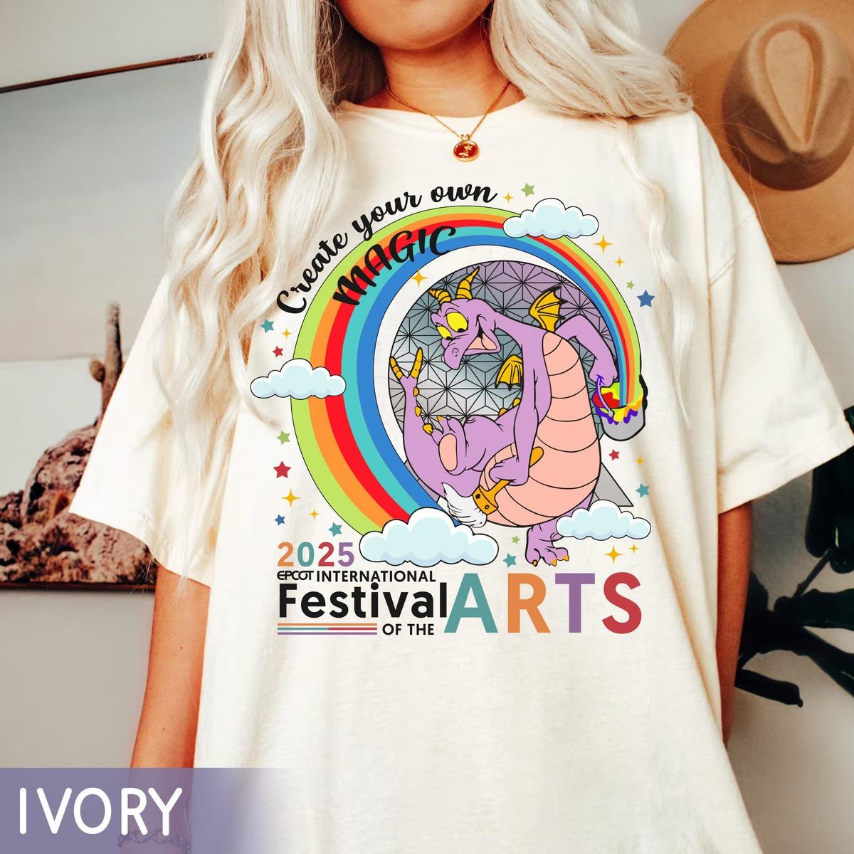 Epcot Figment Shirt Disney Magic Festival Arts Purple Dragon Rainbow