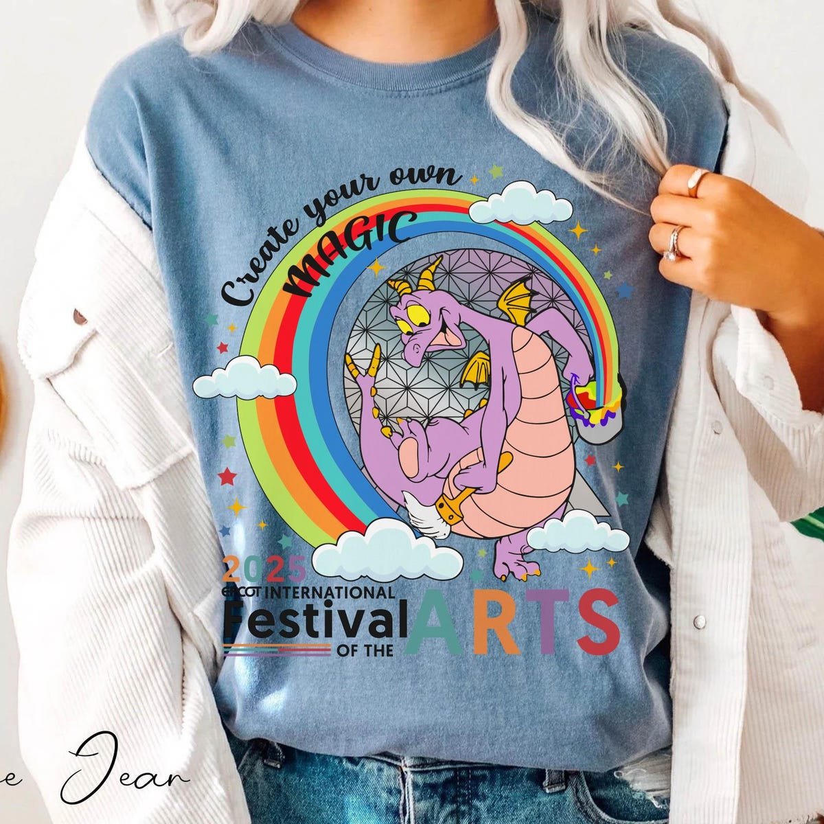 Epcot Figment Shirt Disney Magic Festival Arts Purple Dragon Rainbow