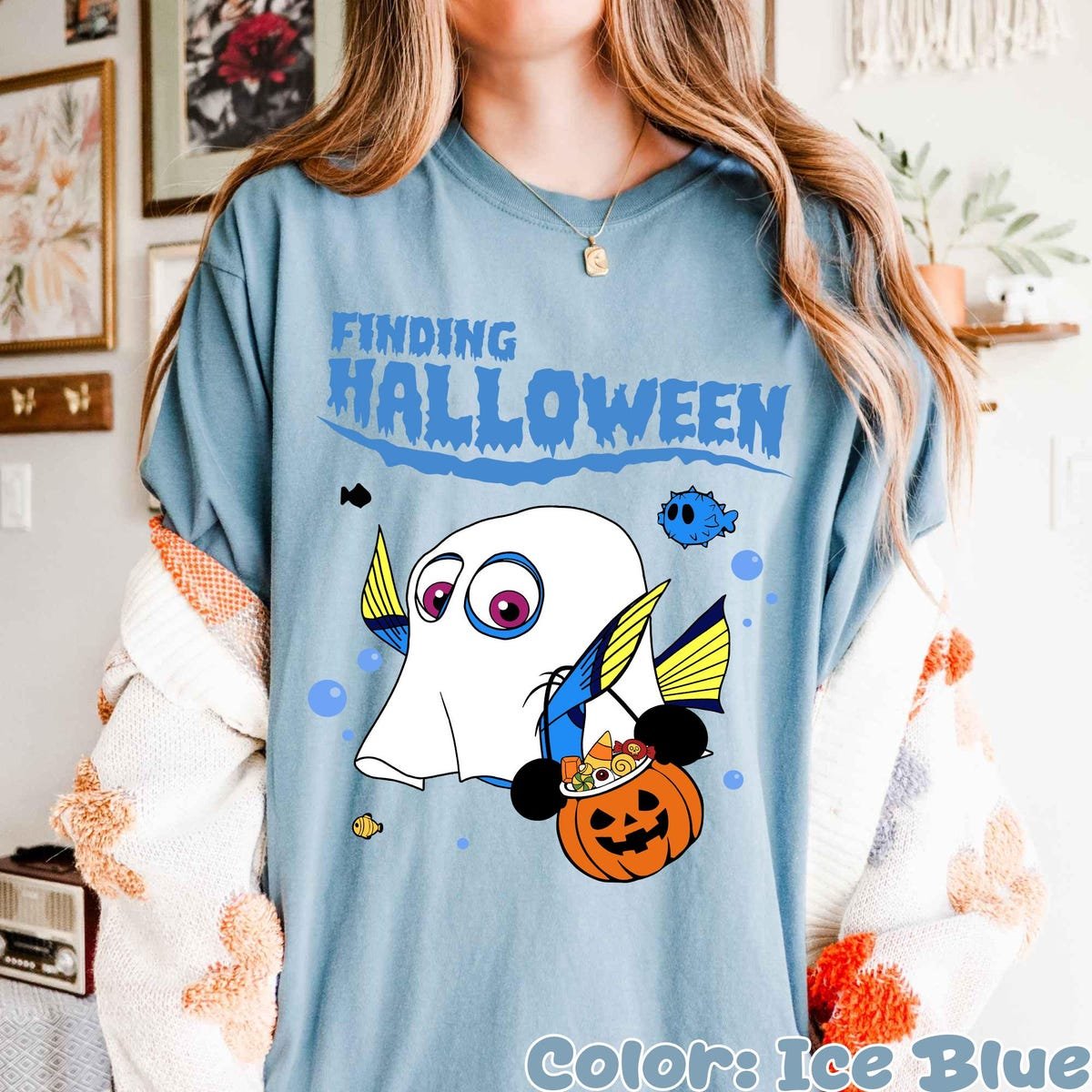 Finding Dory Halloween Shirt Boo Ghost Mickey Pumpkin Tee