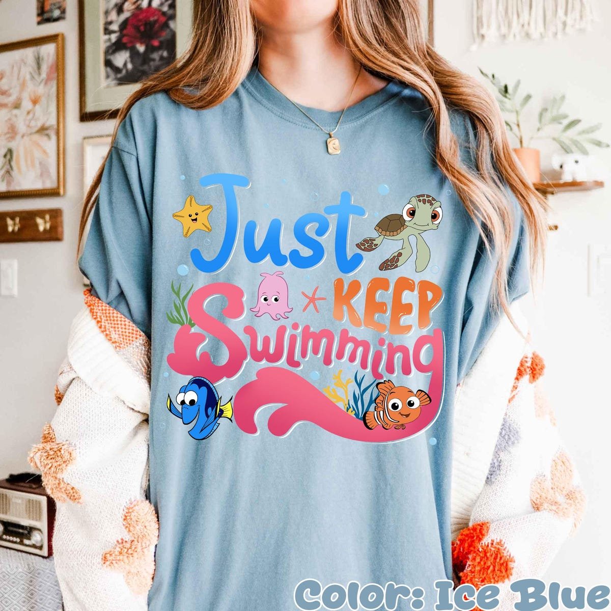 Finding Nemo Dory Just Keep Swimming Shirt Cute Ocean Friends Tee