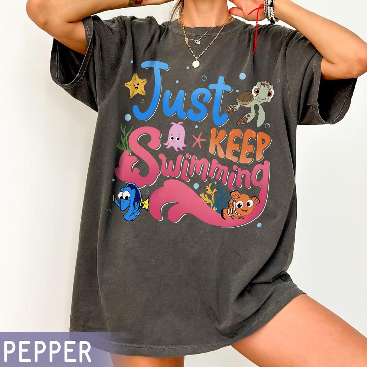 Finding Nemo Dory Just Keep Swimming Shirt Cute Ocean Friends Tee