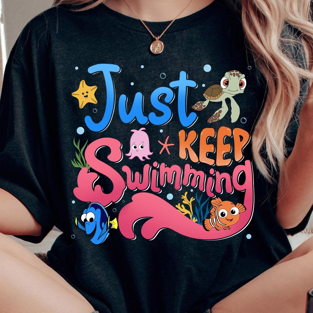 Finding Nemo Dory Just Keep Swimming Shirt Cute Ocean Friends Tee