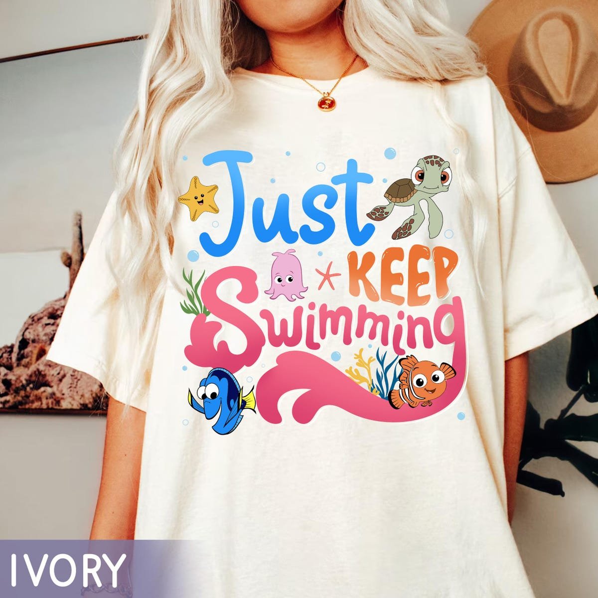 Finding Nemo Dory Just Keep Swimming Shirt Cute Ocean Friends Tee