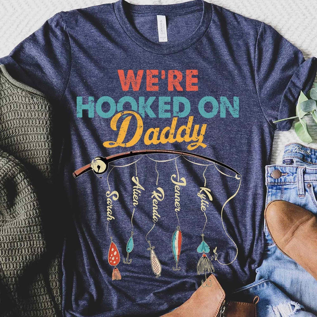Fishing Dad Shirt Custom Names Father's Day Gift Papa T-Shirt 2025
