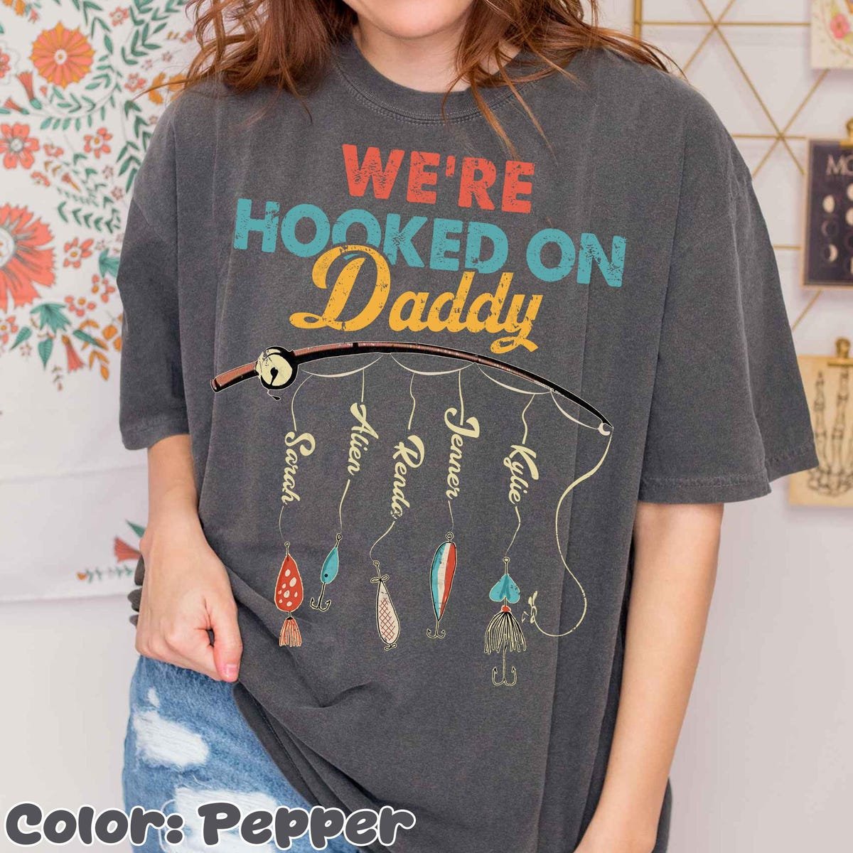 Fishing Dad Shirt Custom Names Father's Day Gift Papa T-Shirt 2025