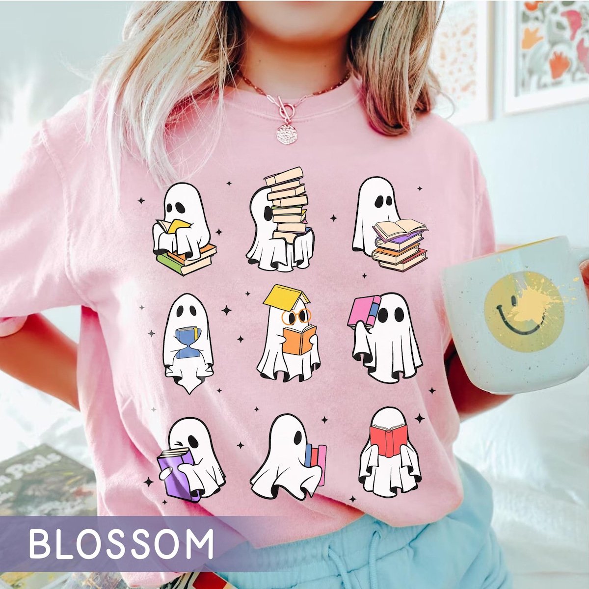 Halloween Ghost Book Shirt Bookworm Gift Spooky Season Tee 2025