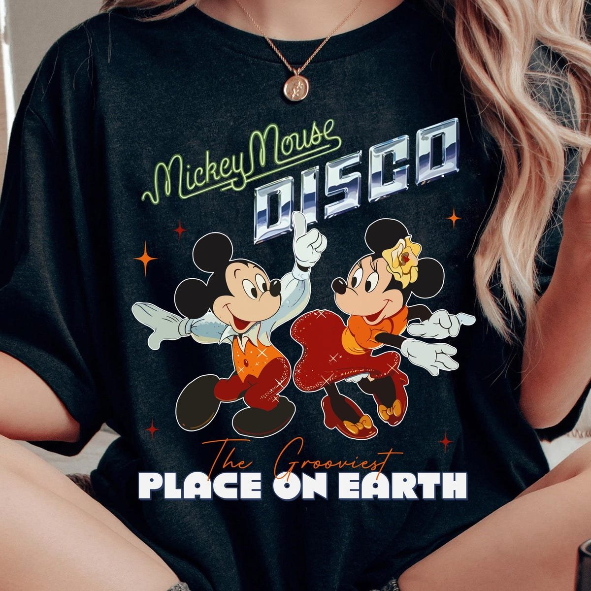 Mickey Minnie Mouse Disco Dance Vintage Disney Tee Magic Kingdom Shirt