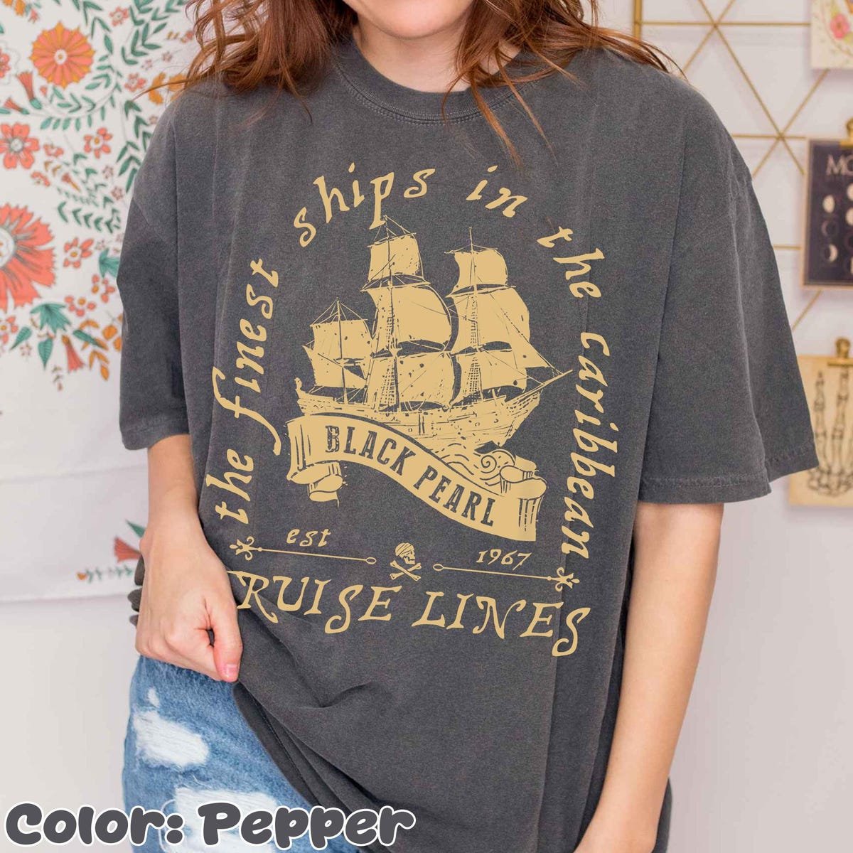 Pirates Caribbean Black Pearl Shirt Vintage Ship Tee Disneyland 2025
