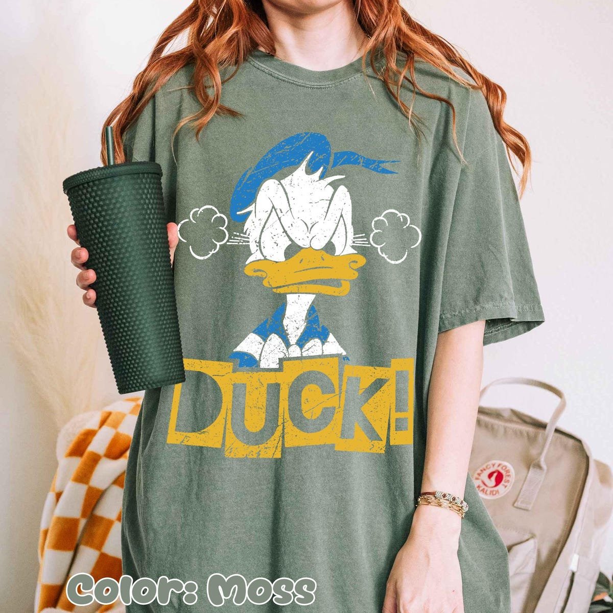 Retro Donald Duck Tshirt Classic Disney Grumpy Expression Tee 2025
