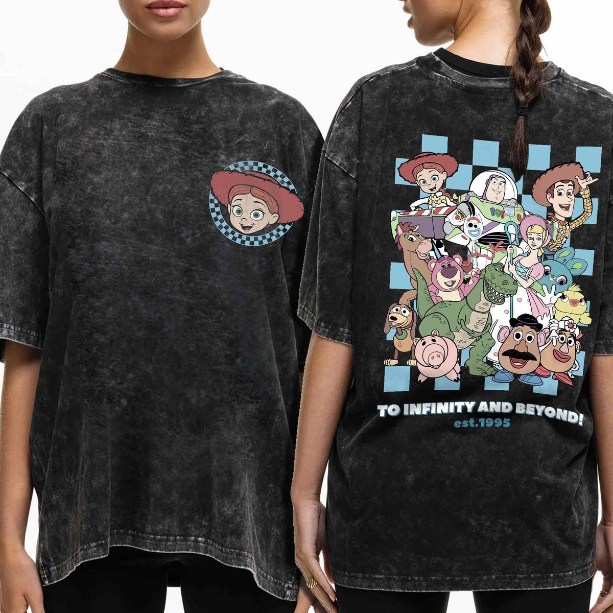 Toy Story Characters Checkered Shirt Retro Disney Buzz Woody Jessie