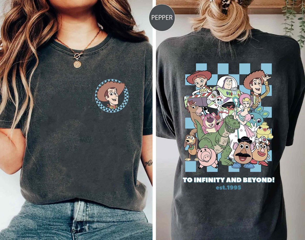 Toy Story Characters Checkered Shirt Retro Disney Buzz Woody Jessie
