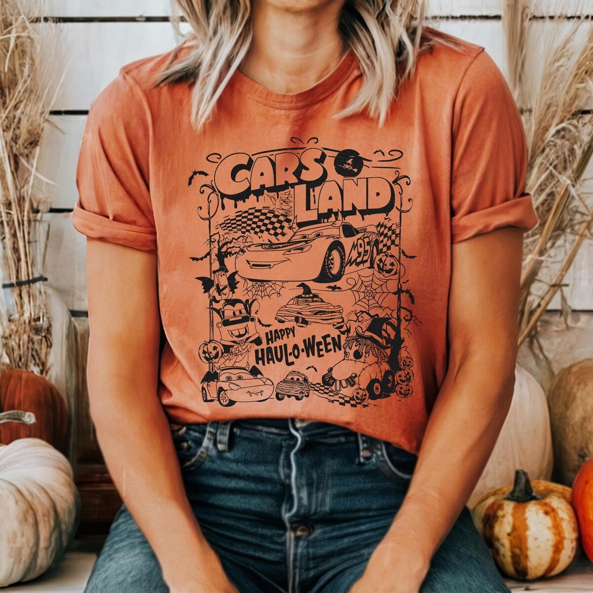 Vintage Cars Halloween Shirt Disneyland 2024 Family Trip Tee