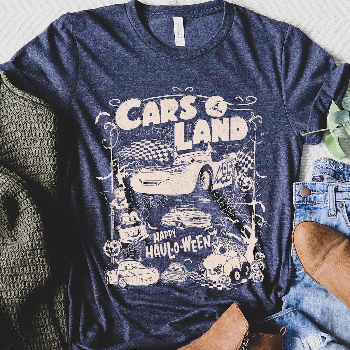 Vintage Cars Halloween Shirt Disneyland 2024 Family Trip Tee