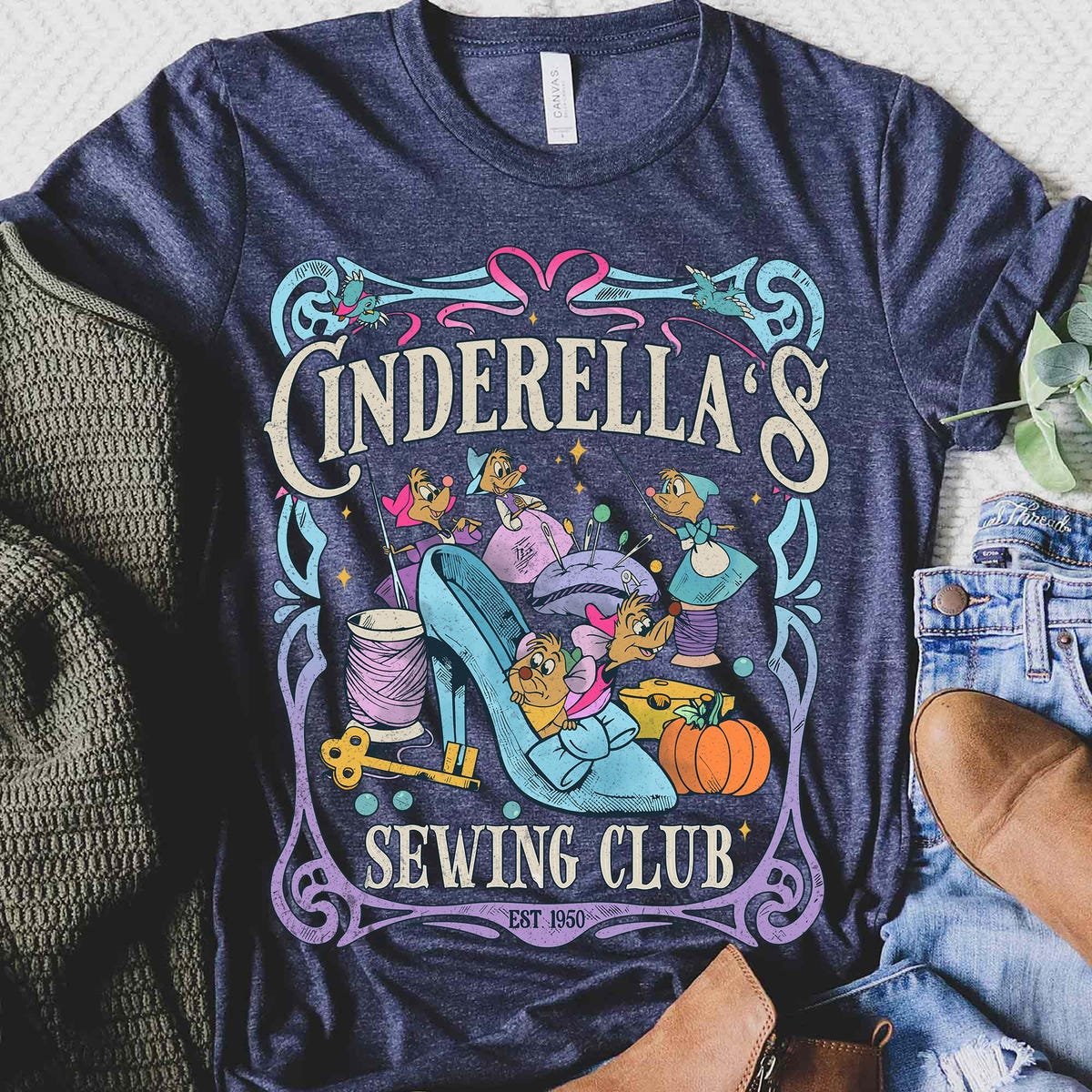 Vintage Disney Cinderella Shirt Jaq Gus Mouse Glass Slipper Tee