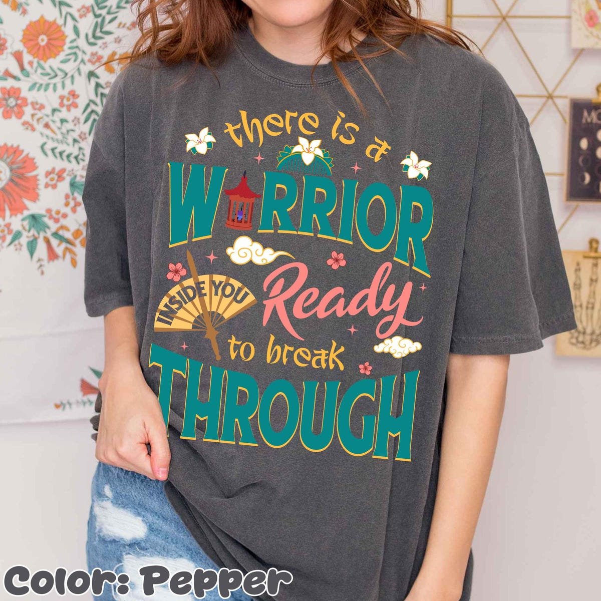 Vintage Disney Mulan Shirt Warrior Inside You Tee Disneyland Outfits