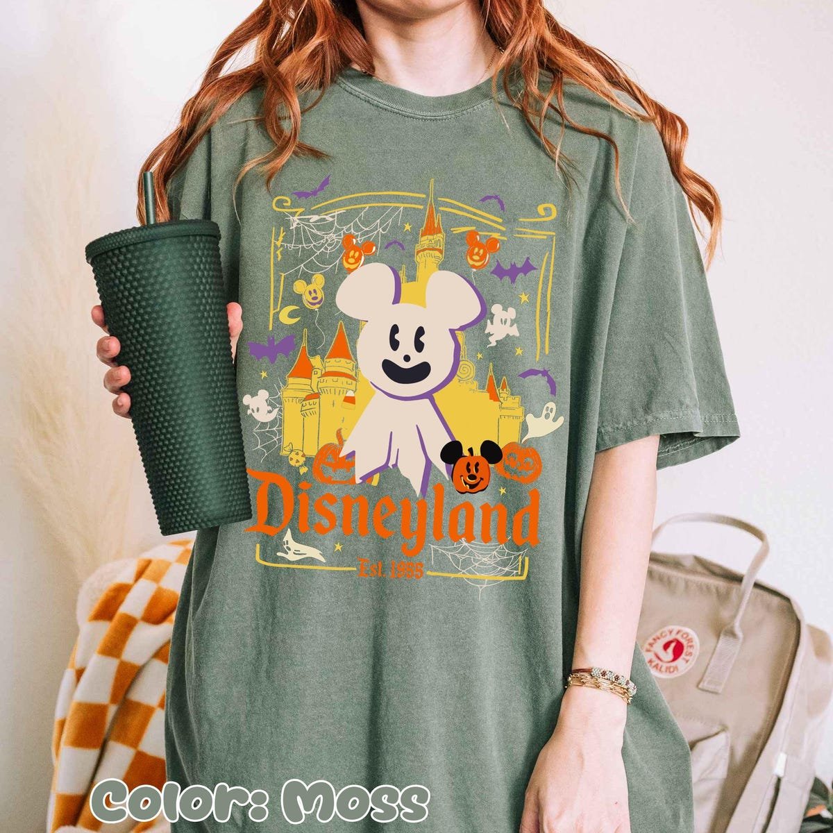 Vintage Disneyland Halloween Shirt Mickey Ghost Pumpkin Tee 1955 Graphic