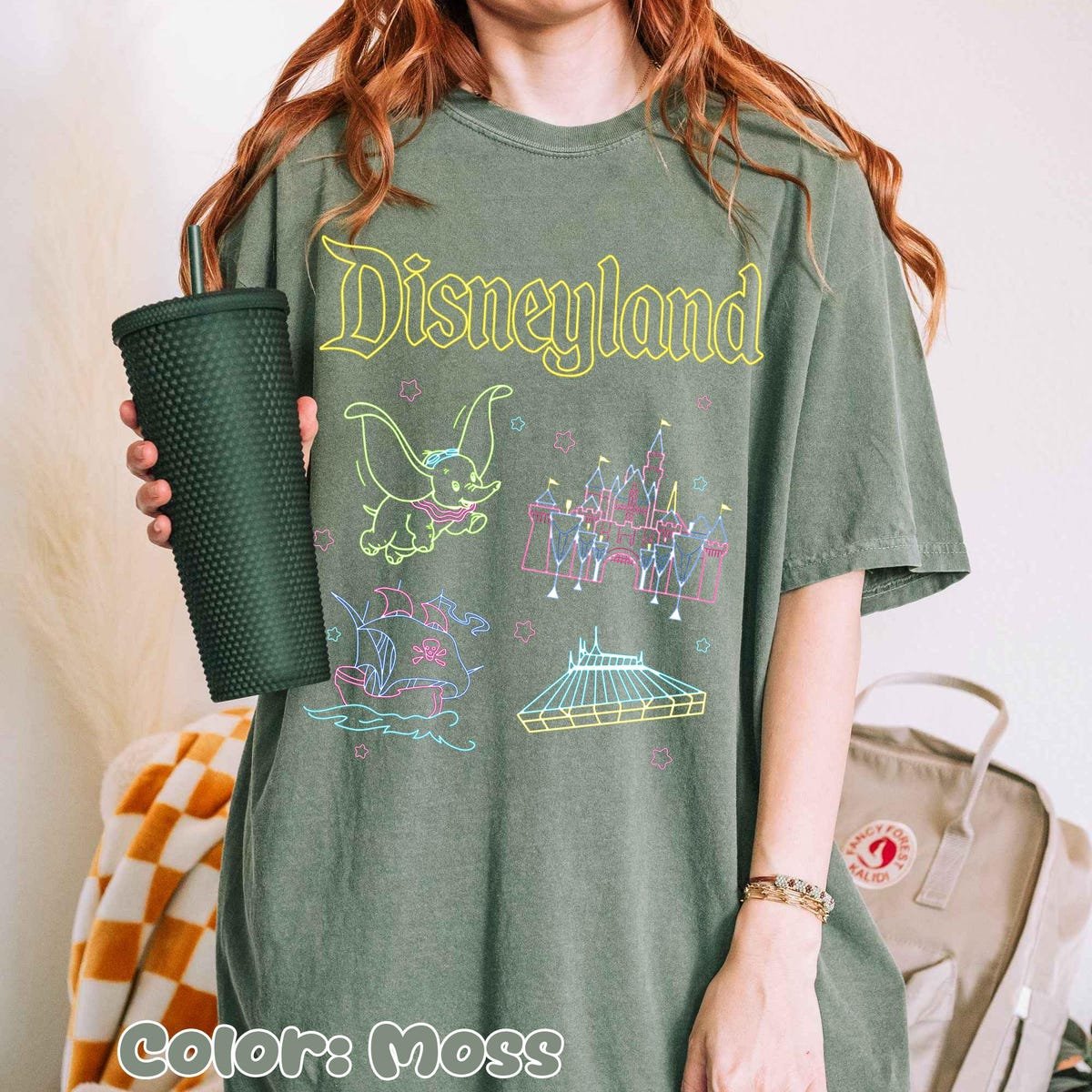 Vintage Disneyland Icons Shirt Space Mountain Dumbo Retro Graphic Tee