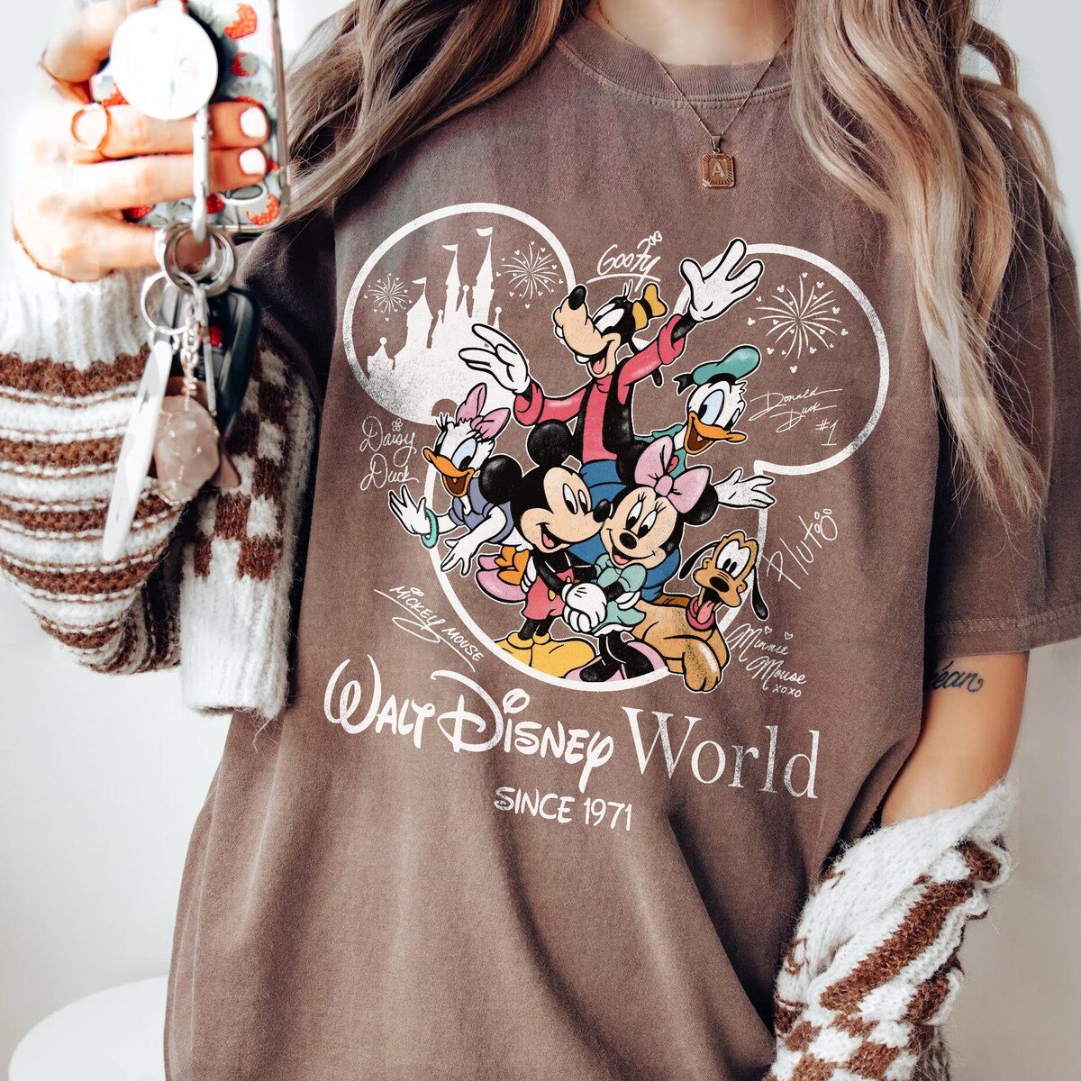 Vintage Disneyworld 1971 Shirt Mickey Signatures Family Trip Tee