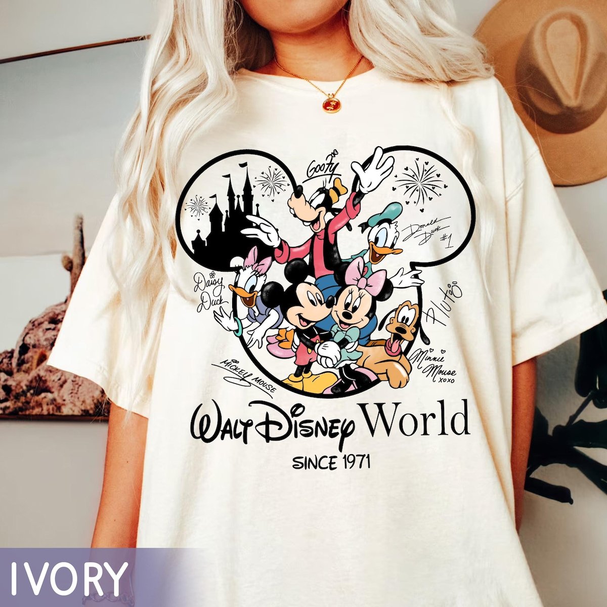 Vintage Disneyworld 1971 Shirt Mickey Signatures Family Trip Tee