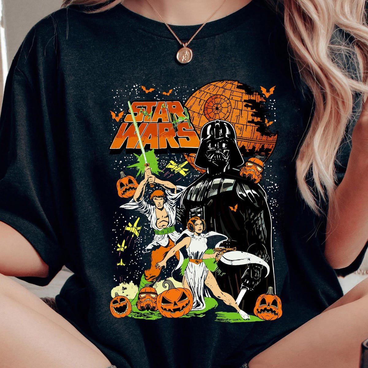 Vintage Star Wars Halloween Shirt Leia Han Solo Pumpkin Tee 2025