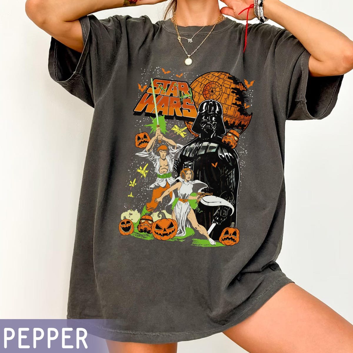 Vintage Star Wars Halloween Shirt Leia Han Solo Pumpkin Tee 2025