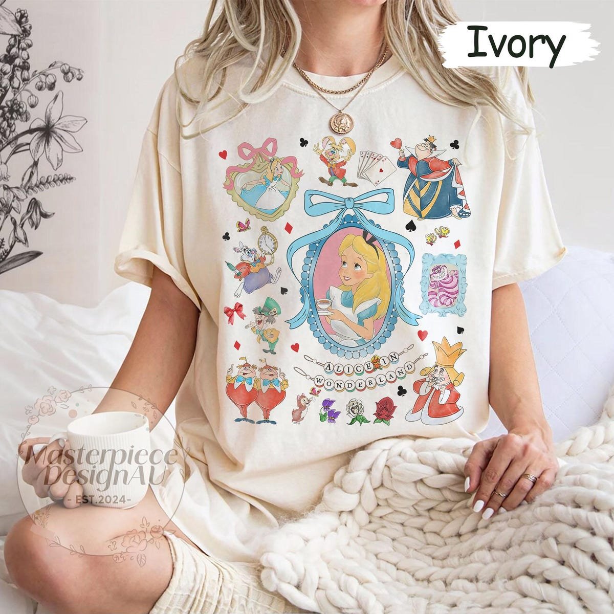 Alice In Wonderland Coquette Bow Shirt for Mother Daughter Disney Outfits