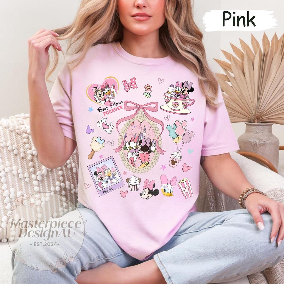 Disney Besties Shirt Minnie Daisy Coquette Bow Girls Trip Disneyworld Tee
