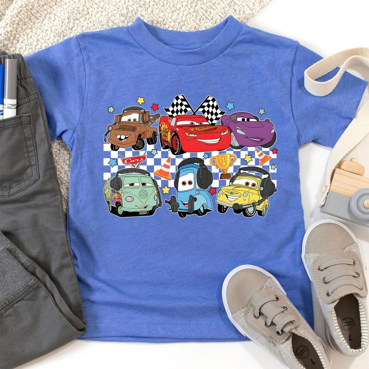 Disney Cars Birthday Shirt Lightning McQueen Toddler Tee Pixar Kids Outfit