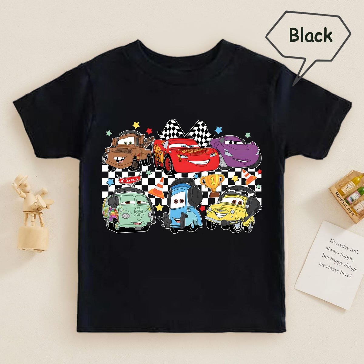 Disney Cars Birthday Shirt Lightning McQueen Toddler Tee Pixar Kids Outfit